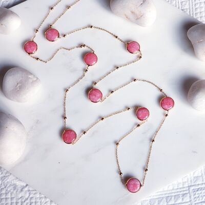 Pink Jade chain necklace (SN707)