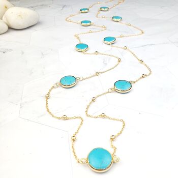Collier chaîne turquoise (SN708) 3