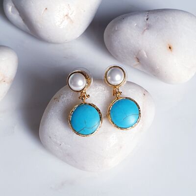 Turquoise and Pearl Earrings (SN715)