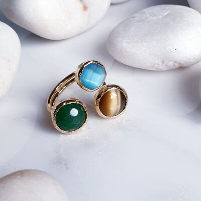 Emerald and Cat's eye Ring (SN730)