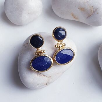 Boucles d'oreilles en jade bleu marine (SN759)