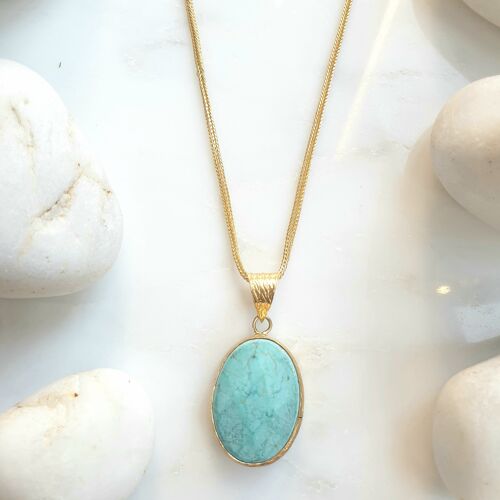 Oval Faceted Turquoise Pendant (SN779)