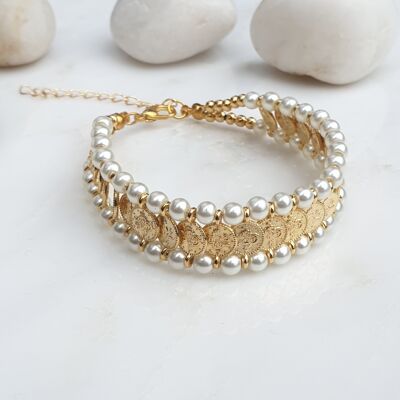 Bracciale con monete di perle (SN798)