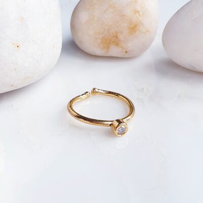 Stackable Small  Round White Crystal Ring (SN799)