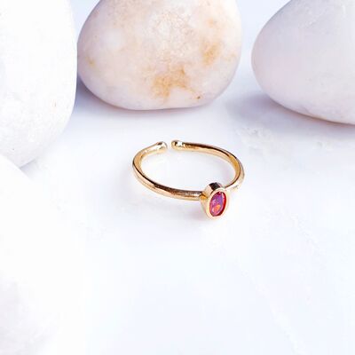 Petite bague ovale rouge empilable (SN804)