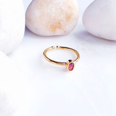 Anillo Apilable Pequeño Ovalado Rojo (SN804)