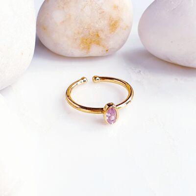 Petite bague ovale rose empilable (SN805)