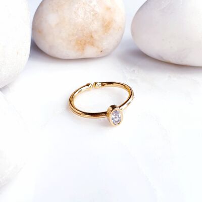 Stackable Small  White Crystal Oval Ring (SN806)
