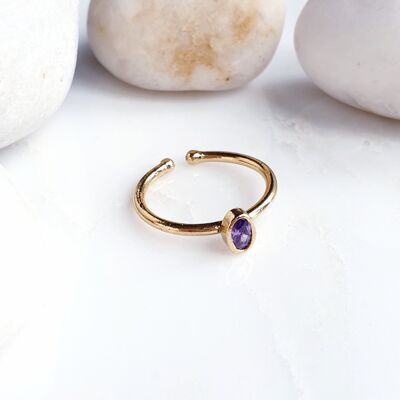 Stackable Small  Oval Amethyst Ring (SN807)