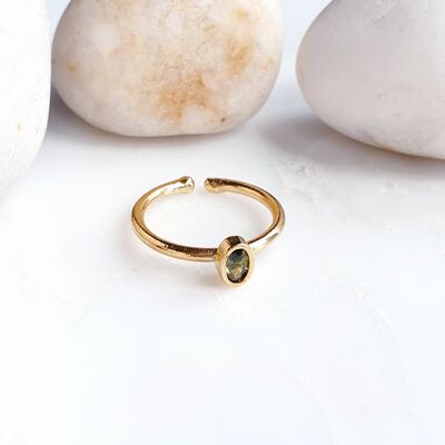 Stackable Small  Oval Olive Green Ring (SN808)