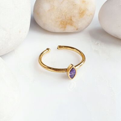 Stackable Small Amethyst Lens Ring (SN809)