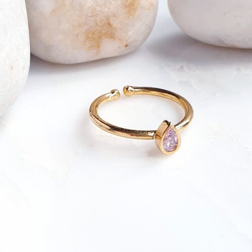 Stackable Small Teardrop Pink Ring (SN812)