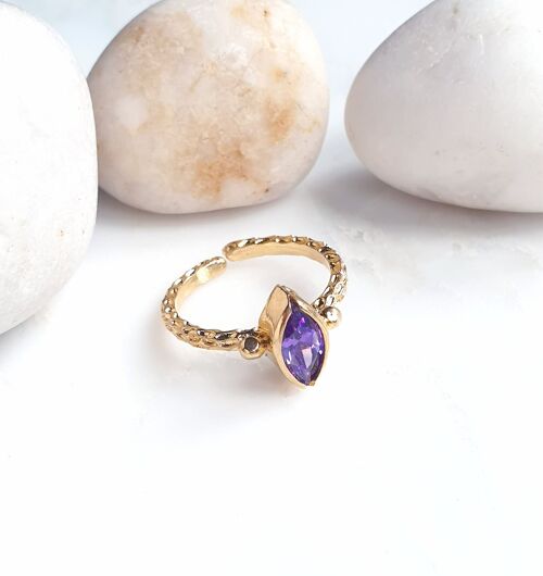 Stackable Thick Band Amethyst Ring (SN817)