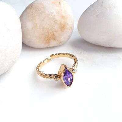 Stackable Thick Band Amethyst Ring (SN817)