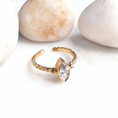 Stackable Thick Band  White Crystal Ring (SN818)