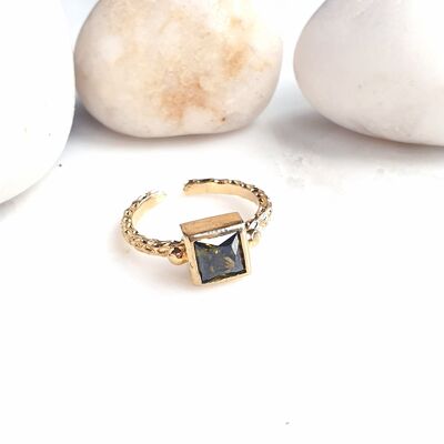 Stackable Square Thick Band  Olive Green Ring (SN819)