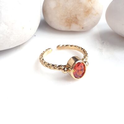 Stackable Thick Band Oval Red Ring (SN820)