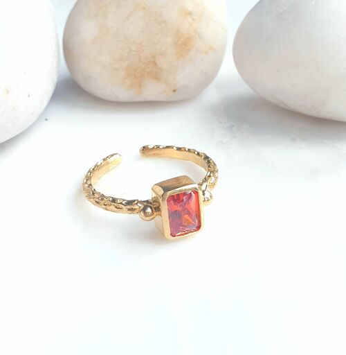 Stackable Thick Band Rectangle Red Ring (SN822)