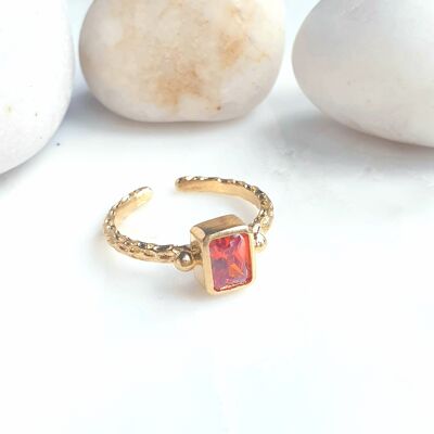 Stackable Thick Band Rectangle Red Ring (SN822)