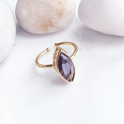 Stackable Pointy Oval Purple Ring (SN823)
