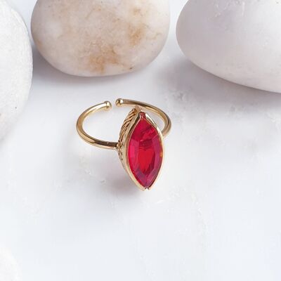 Stackable Pointy Oval Red Ring (SN824)