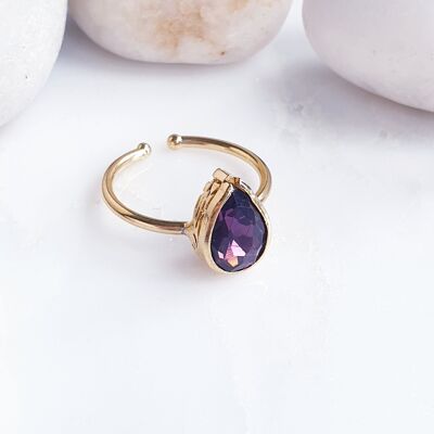 Anillo Morado Apilable Lágrima (SN825)