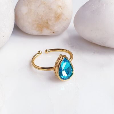 Stackable Teardrop  Blue  Ring (SN830)