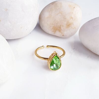 Anillo Apilable Lágrima Verde Claro (SN831)