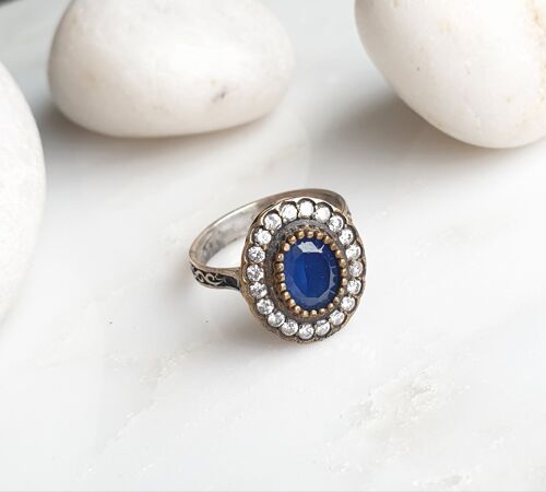 Safiyeh  Blue 925 Silver Ring (SN849)