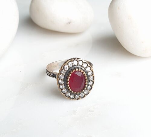 Safiyeh  Red 925 Silver Ring (SN852)