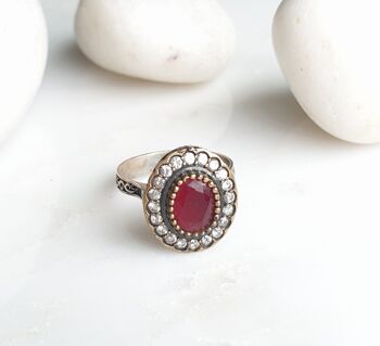 Bague en argent Safiyeh rouge 925 (SN852) 1