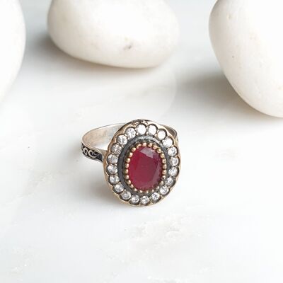 Safiyeh  Red 925 Silver Ring (SN854)