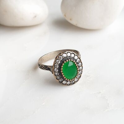 Safiyeh  Green 925 Silver Ring (SN855)