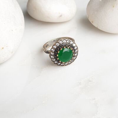 Sultanzadeh Green 925 Silver Ring (SN862)