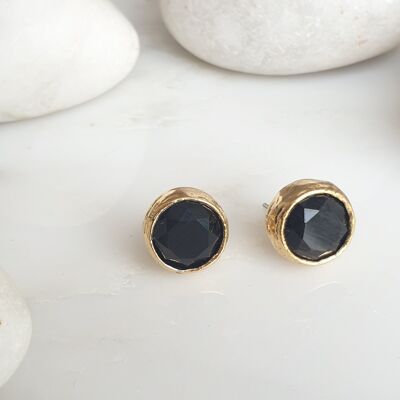 Boucles d'oreilles en œil de chat noir (SN873)