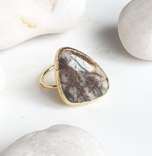 Brown and White Agate Ring (SN892)