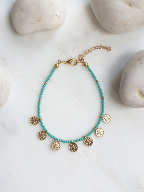 Minimalist Turquoise Coin Bracelet (SN897)