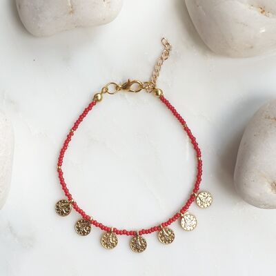 Bracelet pièce rouge minimaliste (SN899)