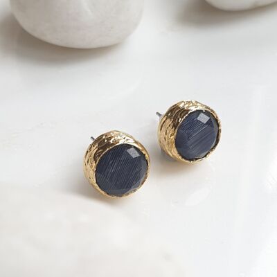 Navy Cat's eye  Studs (SN911)