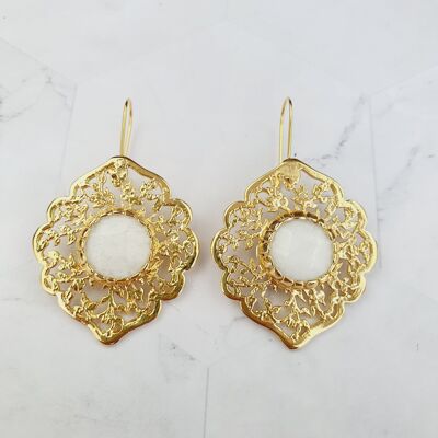 Boucles d'oreilles Sultan en jade blanc (SN921)