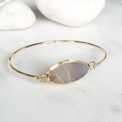 Oval Light Brown Agate bangle (SN922)