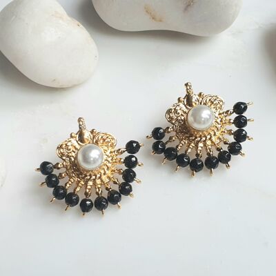 Pendientes shehzadeh negro (SN929)