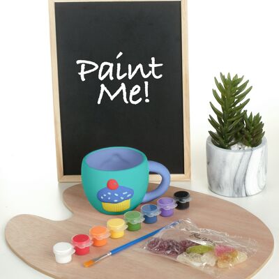 Malen Sie Ihr eigenes Keramik-Cupcake-Becherset mit Acrylfarben und veganen Gelees