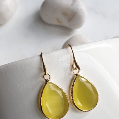 Yellow Cat's Eye Earrings (SN945)