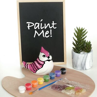 Paint Your Own Ceramic Bird Kit with Acrylics and Vegan Jellies