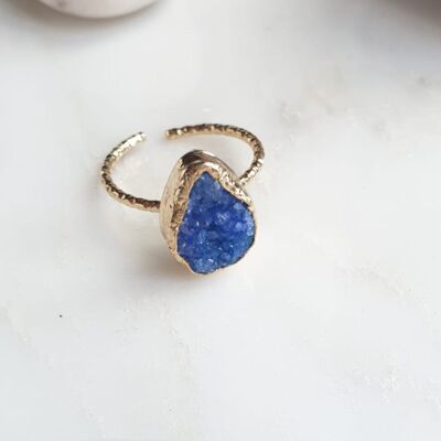 Blue Teardrop Druzy ring (SN950)