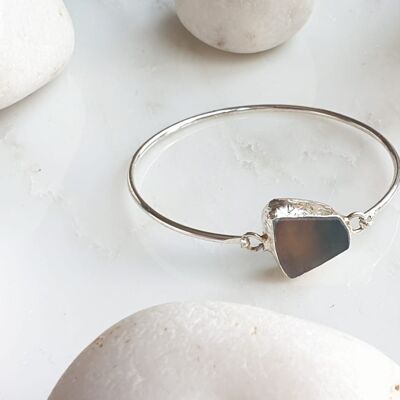 Agate silver plated bangle (SN951)