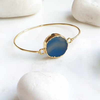 Blue Sardonyx one stone bangle (SN964)