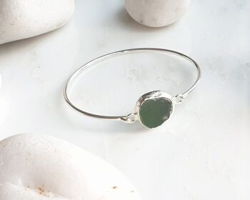 Bracelet plaqué argent Agate verte (SN965) 1