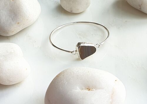 Brown Agate silver plated bangle (SN967)